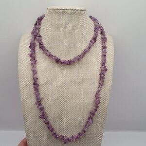 Amethyst Chip Beaded Continuous Strand Necklace